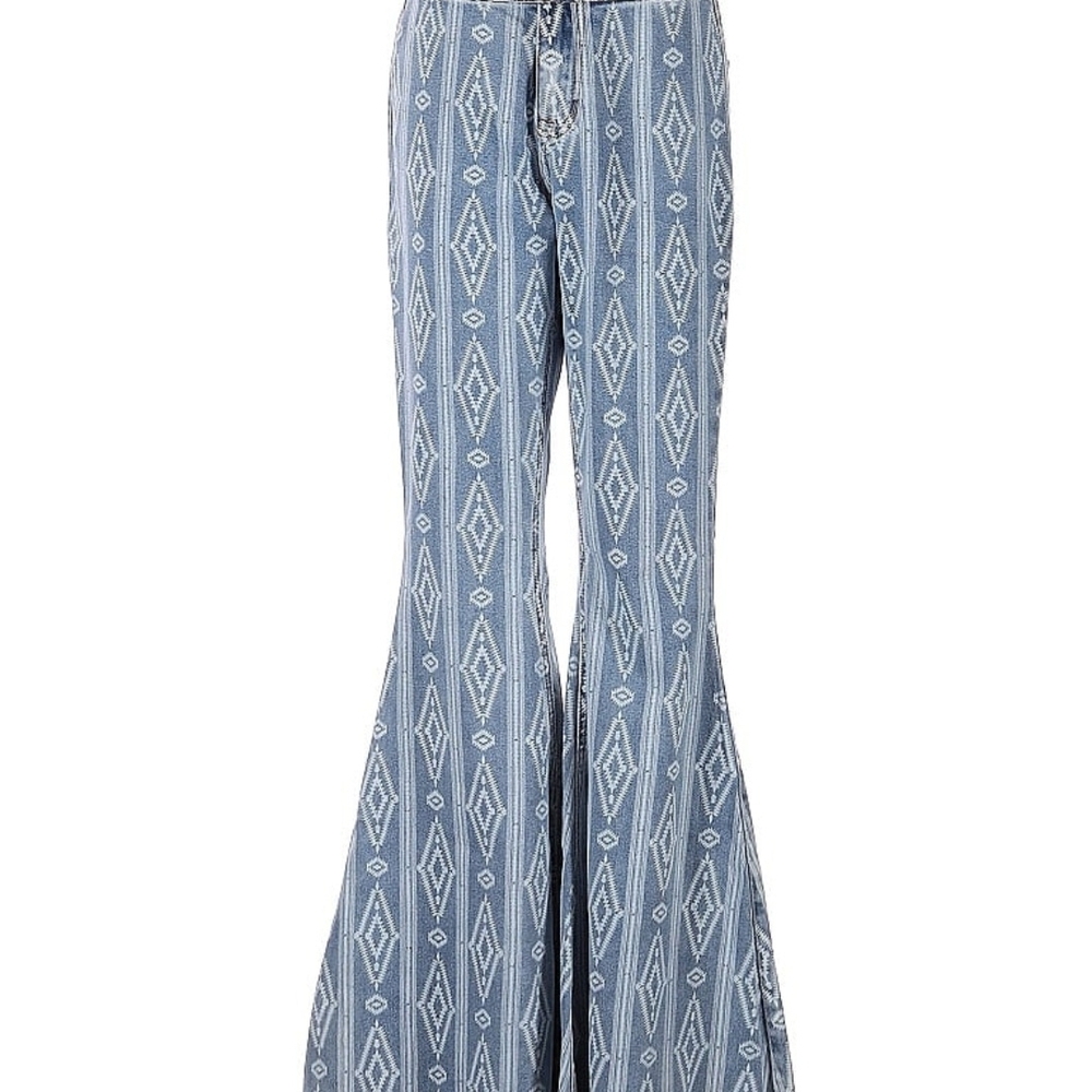 High Rise Blue Patterned Women's Jeans